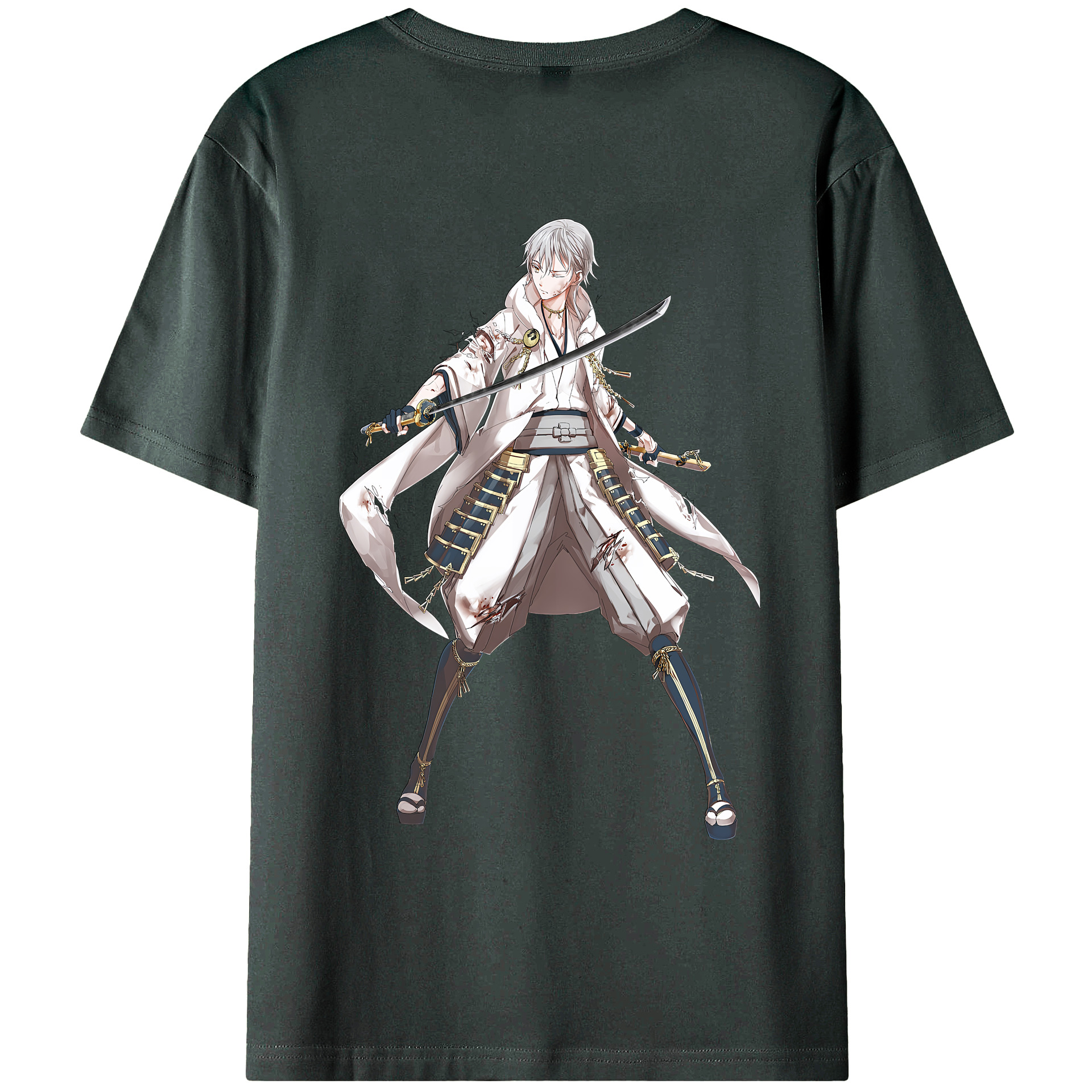 （画像用） 刀剣乱舞 Touken Ranbu 綿100％ メンズ半袖Tシャツ（バックプリント） 通気性